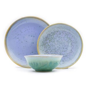 Blue and green three piece Tableware dinner set