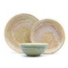 Cream and Green three piece Tableware dinner set